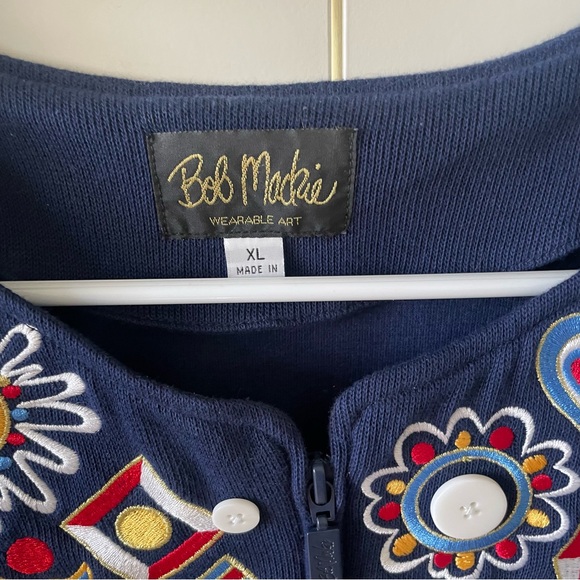 Bob Mackie Wearable Art Jubilation Cat Heart Flower Folk Art Embroidered Jacket - Picture 8 of 10